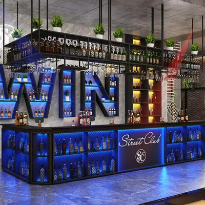 Produktbild von Empfangstresen, Kassentresen und Bartheke (mit Eckelement), geeignet für Restaurants und Bars, Schwarz 260x60x100cm /HSLGTW-ZJ-260/