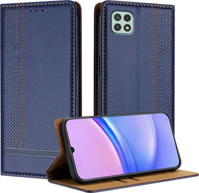Produktbild von Handyhülle für Samsung Galaxy A22 5G Leder Flip Klappbare Schutzhülle mit Standfunktion Blau