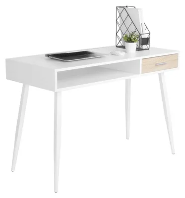 Image de Bureau avec tiroir et étagère ouverte | Blanc | 50x110x75 cm