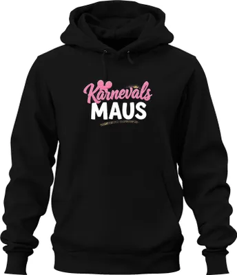 Produktbild von Karnevals Maus Fasching Rosa Glitzer Mäuschen Fasching Köln Party Uni Hoodie Kapuzenpullover, Schwarz, L