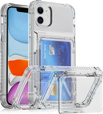 Image de Coque pour iPhone 11 en silicone TPU avec porte-carte et support Transparent