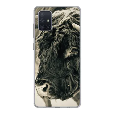 Produktbild von MuchoWow® Handyhülle Schutzhülle Hülle für Samsung Galaxy A71 Schottischer Highlander - Schnee - Hörner Silikon Softcase Handy Hülle - Kartenbesitzer