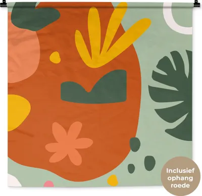 Produktbild von MuchoWow® Wandteppich Wandbehang Pflanzen - Farben - Muster 90x90 cm Tapisserie Dekoration Wandtuch - Wandaufhänger