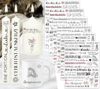 Productafbeelding van Set van 6 Kaarsentattoo Watertransferdruk met 200+ Patronen
