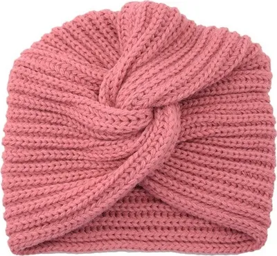 Zdjęcie produktu dla Stylowa Różowa Czapka Turban - Idealna na Jesień i Zimę KP6612