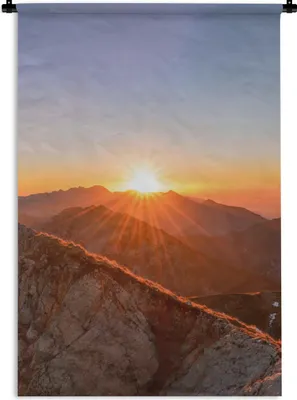Produktbild von MuchoWow® Wandteppich Wandbehang Berg - Landschaft - Sonne 60x90 cm Tapisserie Dekoration Wandtuch - Foto-Teppich - Abwaschbar