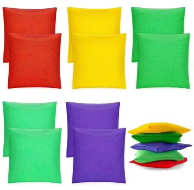 Immagine prodotto di Sacchetti in tessuto per il gioco del cornhole, dimensioni 10 x 10 cm, confezione da 10 pezzi, adatti per giochi di abilità