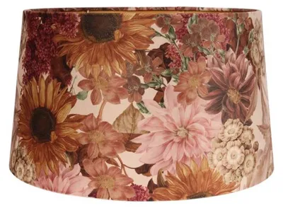 Image de Abat-jour de 40 cm - Motifs floraux - Rose - Tissu