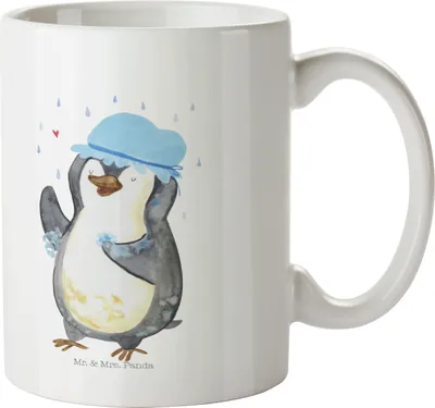 Produktbild von Mr. & Mrs. Panda Plastikbecher Pinguin Duschen - Weiß - Geschenk, Camping Tasse, Trinklernbecher, Kunststoffbecher, Dusche, Pott, Kindertasse, Baden, Duschkonzert, Singen