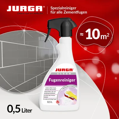 Produktbild von JURGA Fugenreiniger 0,5L - Effektiver Reiniger für Fugen in Küche, Bad und Terrasse. Gegen Kalk, Seife, Schutz, Für alle weiße und farbige Zementfugen