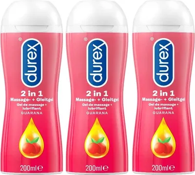 Produktbild von Durex Play 2in1 Massage- & Gleitgel Guarana Massagegel Gleitmittel 3 x 200ml