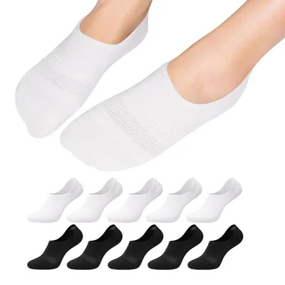 Produktbild von Falechay Sneaker Socken Damen 39-42 Füsslinge Footies Socken Schwarz Weiß