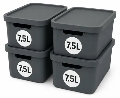 Produktbild von Plastard Aufbewahrungsbox mit Deckel 4er-Set 7,5 Liter in Anthrazit