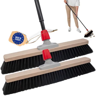 Produktbild von Novaliv 2x Saalbesen 50 cm mit Teleskopstiel Borsten Kunstborsten besen fein Werkstattbesen mit Stiel Hallenbesen Industriebesen Hausbesen Kehrbesen Zimmerbesen Haarbesen Terassenbesen Besen weich