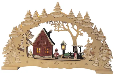 Produktbild von Best Season LED-Fensterleuchter "Village" 10 warm white LED, natur, Holz, Trafo, 270-26