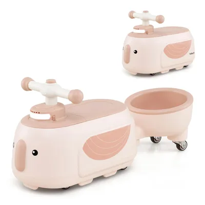 Image de COSTWAY voiture à pédales, voiture à pédales avec remorque, lumière, musique & espace de rangement sous le siège, voiture à pédales , voiture à pédales pour enfants 1+ café