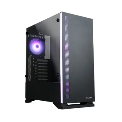 Produktbild von Zalman S5 Black, Midi Tower, PC, Schwarz, ATX, micro ATX, Mini-ITX, Kunststoff, Stahl, Gehärtetes Glas, Blau, Grün, Rot