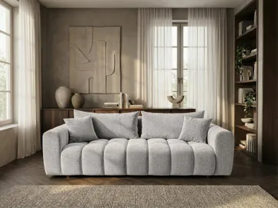 Produktbild von Schlafsofa Cosmo 240Cm  Hr-Schaum  Strukturstoff Puente 09 Beigegrau