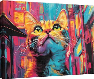 Zdjęcie produktu dla Canvas Obrazy Na Ścianę 120x80 cm XXL Nowoczesny Obraz Na Płótnie Kot Pop Art Abstrakcja