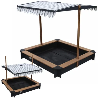 Obrázek produktu pro AXI Lily Sandbox with Canopy Anthracite/brown, Baldachýn, 1180 mm, Čtverec, 1180 mm, Plast, Dřevo, Pískoviště