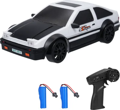 Zdjęcie produktu dla Samochód zdalnie sterowany, 2,4 GHz, driftowóz 4WD w skali 1:24, ze światłami LED, oponami wyścigowymi i 2 akumulatorami, prezent samochodowy dla chłopców, dziewczynek i dzieci