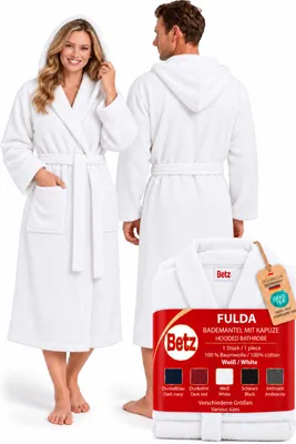 Immagine prodotto di Accappatoio Betz con cappuccio FULDA Taglia L/XL Colore bianco Cotone per uomo e donna Accappatoio da sauna Accappatoio lungo Accappatoio da sauna