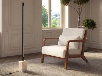 Obrázok produktu pre Stojacia lampa z čierneho ocele so základňou z porcelánového mramoru, model 8101