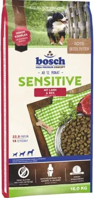 Produktbild von Bosch Sensitive Lamb & Rice – Premium-Trockenfutter für ausgewachsene, sensible Hunde mit Reis und Lamm 15 kg