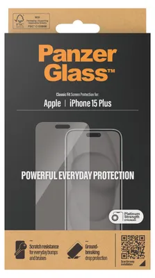 Produktbild von PanzerGlass ® Displayschutz iPhone 15 Plus |Classic Fit, Apple, Apple - iPhone 15 Plus, Trockene Anwendung, Kratzresistent, Schockresistent, Transparent, 1 Stück(e)