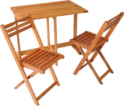 Produktbild von DEGAMO Balkonset PORTO 3-teilig (2x Klappstuhl, 1x Klappentisch) Eukalyptus Holz