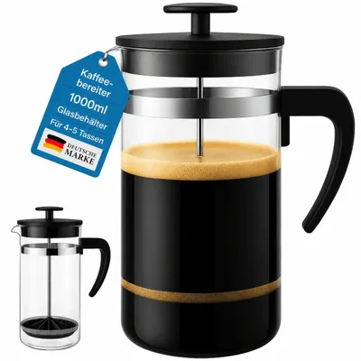 Produktbild von Kaffeebereiter 1L Kaffeepresse Kaffeebereiter Kaffee Filter French Press 1000ml