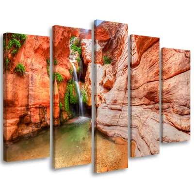 Produktbild von 5-teiliges leinwandbild grand canyon landschaftsbild 100x70 cm Feeby orange wandbild bereit zum aufhängen