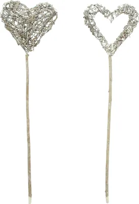 Produktbild von 2x Dekostecker Herz Reisig rustikal 60cm