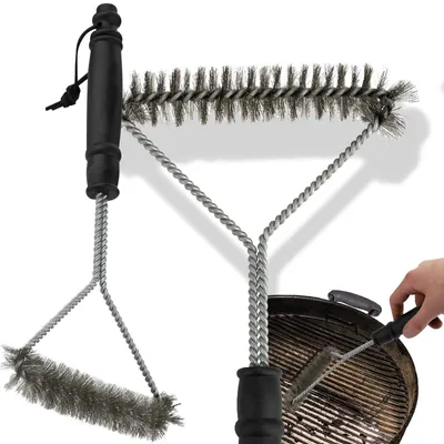 Zdjęcie produktu dla Szczotka czyścik do grilla rusztu BBQ druciana stalowa 30 cm skrobak do czyszczenia grilla
