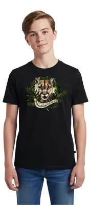 Produktbild von Spreadshirt Woodwalkers Carag In Tiergestalt & Schriftzug Teenager Premium T-Shirt, 158/164 (12 Jahre), Schwarz