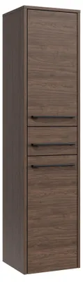 Produktbild von Badplaats Badezimmerschrank Florence 30 x 35 x 130 cm – Walnuss Braun – Hängender Hochschrank mit 2 Türen und 1 Schublade