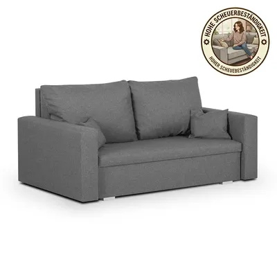 Produktbild von KomfortWelt24 2-Sitzer-Sofa mit Schlaffunktion und Bettkasten - Praktischem Schlafsofa 143x85 cm, Couch MONDO Grau