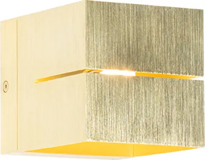 Produktbild von QAZQA - Moderne Wandleuchte Gold I Messing 9,7 cm – Transfer Groove I Wohnzimmer I Schlafzimmer I Up I Down - Aluminium Quadratisch - LED geeignet G9