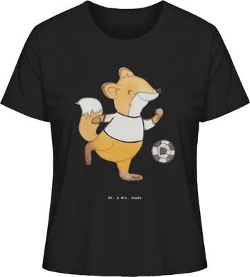 Produktbild von Mr. & Mrs. Panda Oberteil Damen Fuchs Fußball spielen Größe S - Schwarz - Geschenk, Fußballer, Shirt, Bolzen, Mit Spruch, Soccer, Bolzplatz, Basic, T-Shirt, Fußballerin