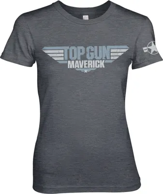 Produktbild von Top Gun Maverick Distressed Logo Girly Tee - Small - DarkHeather