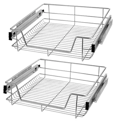 Produktbild von 2 Teleskopschubladen 60 cm Breite für Küchenschränke aus Edelstahl