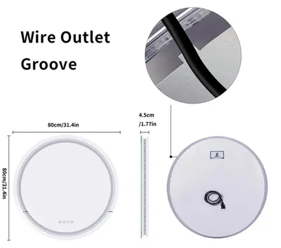 Immagine prodotto di Specchio da bagno rotondo - Specchio a parete con LED - Illuminazione dimmerabile - Retroilluminazione RGB - 3 colori di luce frontale - Antiappannamento con memoria - 800x800 mm
