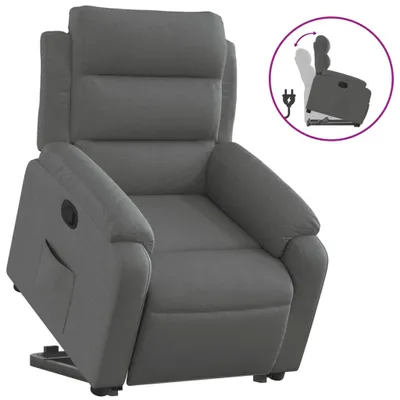 Image de vidaXL Fauteuil relax releveur gris foncé Tissu