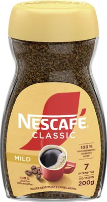 A jar of Nescafé Classic Mild instant coffee.