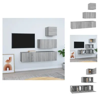 Produktbild von vidaXL 4-tlg. TV-Schrank-Set Grau Sonoma Holzwerkstoff -  TV-Möbel