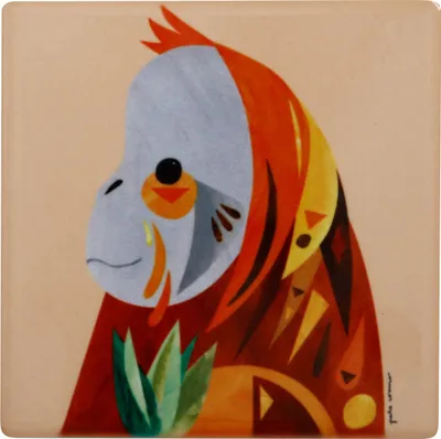 Image de Maxwell & Williams Pete Cromer Dessous de verre Orangutan, Coaster, Céramique, Liège, Multicolore, 9.5 x 9.5 cm, DU0226