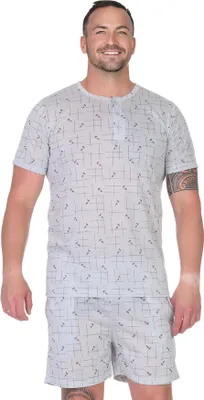 Produktbild von Herren Pyjama Shorty und T-Shirt Schlafanzug, Grau/M/48