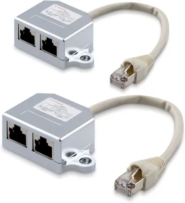 Produktbild von kwmobile 2x LAN Switch - LAN Splitter - Ethernet Switch Adapter Verteiler - Netzwerkkabel Anschlussverdoppler - RJ45 Stecker auf 2X Ethernet RJ45