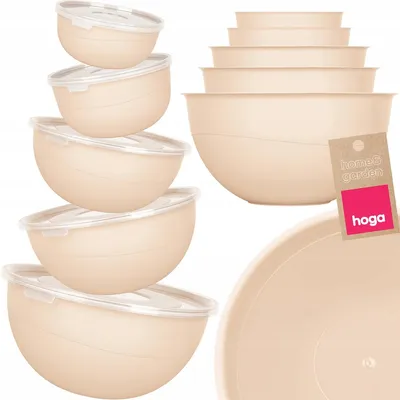 Produktbild von Hoga Küchenschüssel Set mit Deckeln, 10-teilig, Beige