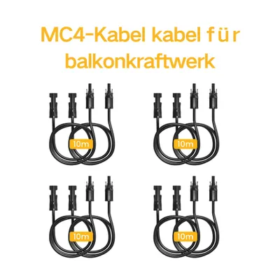Produktbild von Powerness Solarpanel-Verlängerungskabel mit MC4-Stecker - MC4 Solarkabel - 10m, 4mm– 4 Sätze (8 Stück), 0% MwSt